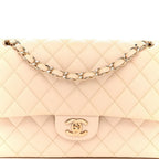 Caviar Quilted Medium Double Flap Light Beige