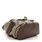 GG Supreme Monogram Medium Ophidia Double Buckle Backpack Brown