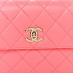 Lambskin Lacquered Quilted Mini Trendy CC Dual Handle Flap Bag Coral Pink