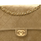 Suede Calfskin Small Souplissimo Maxi Flap Dark Beige