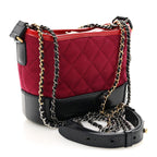 Wool Calfskin Quilted Small Gabrielle Hobo Red