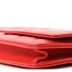 Lambskin Quilted Wallet On Chain WOC Red
