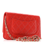 Lambskin Quilted Wallet On Chain WOC Red