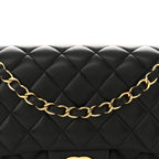 Lambskin Quilted Medium Double Flap Black