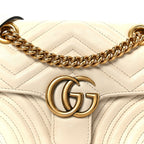 Calfskin Matelasse Mini GG Marmont Shoulder Bag White