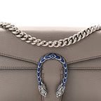 Dollar Calfskin Enamel Small Dionysus Shoulder Bag Dusty Grey Electric Blue