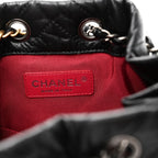 Aged Calfskin Chevron Quilted Small Gabrielle Backpack Black