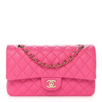 Caviar Quilted Medium Double Flap Dark Pink
