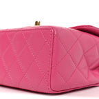 Goatskin Quilted Mini Square Flap Pink