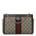 GG Supreme Monogram Web Small Ophidia Chain Shoulder Bag Brown