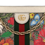GG Supreme Monogram Flora Web Small Ophidia Chain Shoulder Bag White