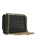 Shiny Lambskin Quilted Dynasty Wallet On Chain WOC Black