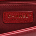 Caviar Chevron Quilted Small Boy Flap Dark Red