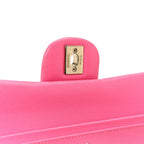 Caviar Quilted Medium Double Flap Pink