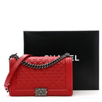 Lambskin Quilted New Medium Boy Flap Red