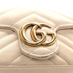 Calfskin Matelasse Super Mini GG Marmont Shoulder Bag White