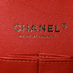 Caviar Quilted Medium Double Flap Light Red
