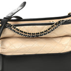 Aged Calfskin Quilted Medium Gabrielle Hobo Beige Black