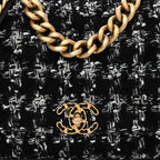 Tweed Quilted Maxi Chanel 19 Flap Black Silver Ecru