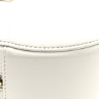 Shiny Goatskin Quilted Chanel 19 Round Clutch With Chain White