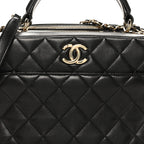 Lambskin Quilted Medium Trendy CC Bowling Bag Black