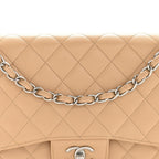 Caviar Quilted Jumbo Double Flap Beige Clair