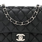 Lambskin Quilted Mini Square Flap Black