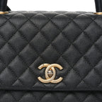 Caviar Quilted Small Coco Chain Handle Flap Black