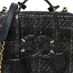 Tweed Snakeskin Quilted Medium CC Filigree Vanity Case Dark Navy