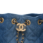 Washed Denim Quilted Mini Chanel 25 Handbag Blue