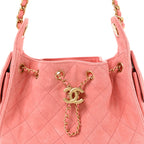 Suede Quilted Mini Chanel 25 Handbag Pink