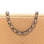 Patent Calfskin Chevron Quilted Wallet On Chain WOC Beige