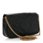 Calfskin Matelasse Super Mini GG Marmont Shoulder Bag Black