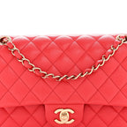 Caviar Quilted Medium Double Flap Red