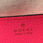 GG Supreme Monogram Textured Dollar Calfskin Web Ophidia Small Crossbody Bag Beige Ebony Fuchsia
