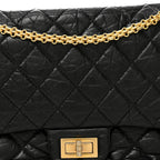 Aged Calfskin Quilted 2.55 Reissue 227 Flap Black