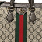 GG Supreme Monogram Web Medium Ophidia Tote Bag Brown