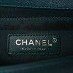 Caviar Chevron Quilted Medium Boy Flap Green