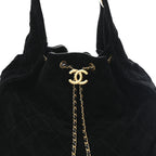 Suede Quilted Medium Chanel 25 Handbag Black