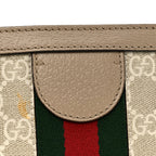 GG Supreme Monogram Textured Dollar Calfskin Web Medium Ophidia Shopping Tote Beige Mystic White Oatmeal