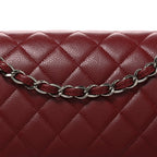 Caviar Quilted Jumbo Double Flap Burgundy
