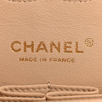 Lambskin Quilted Medium Double Flap Beige