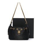 Washed Denim Quilted Mini Chanel 25 Handbag Black