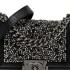 Calfskin Strass Crystal Small Boy Flap Black