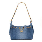 Washed Denim Quilted Mini Chanel 25 Handbag Blue