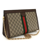 GG Supreme Monogram Web Medium Ophidia Chain Shoulder Bag Brown