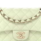 Caviar Quilted Small Double Flap Light Green