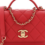 Caviar Quilted Small Business Affinity Flap Red