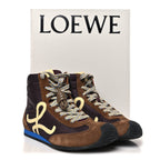 Nylon Suede Flow Runner 2.0 High Top Sneakers 37 Brown Yellow Blue