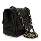 Lambskin Quilted Mini Square Flap Black